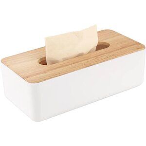 Rectangular Tissue Box Cover for Disposable Paper Facial Tissues, Wooden